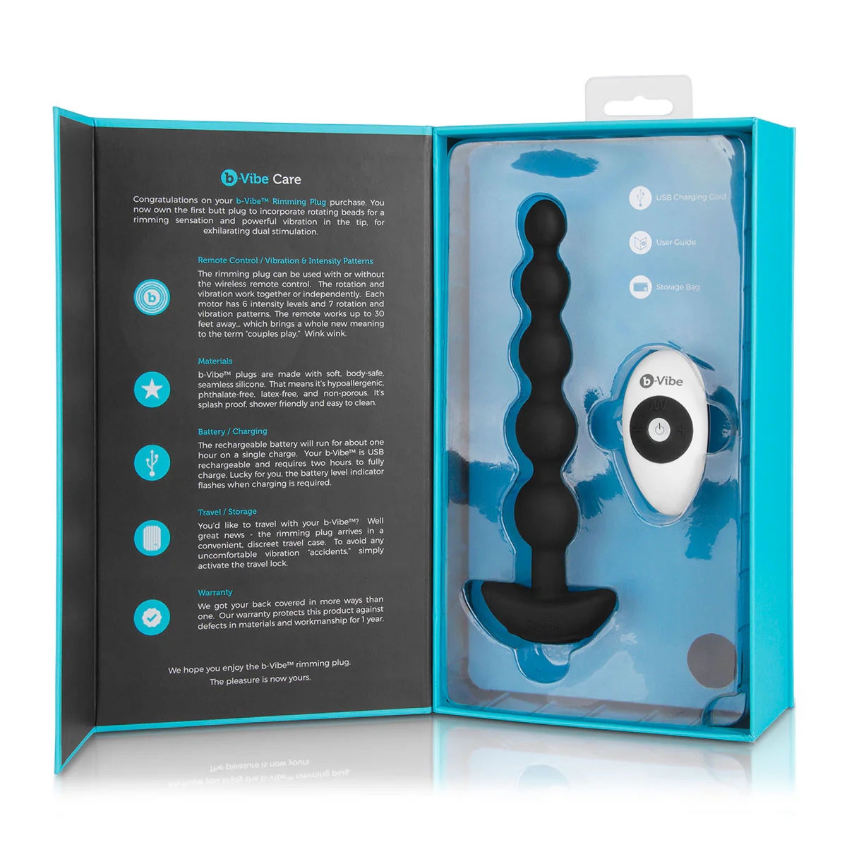 b-Vibe Cinco Vibrating Anal Beads - Image 7