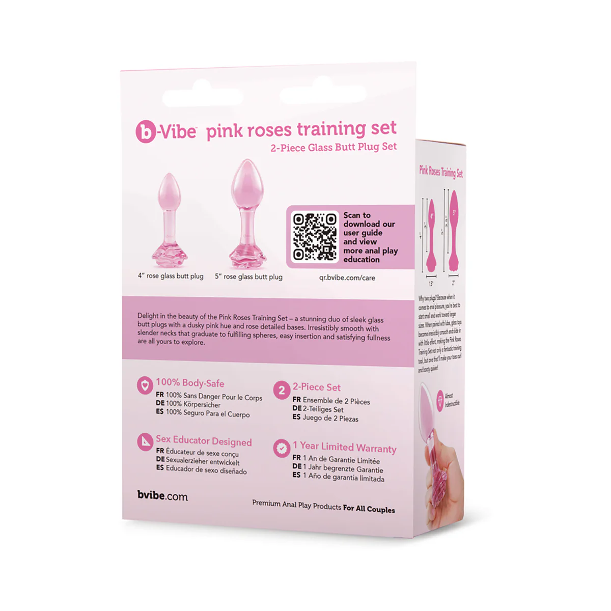 b-Vibe Pink Roses Training Plug Set - Image 4